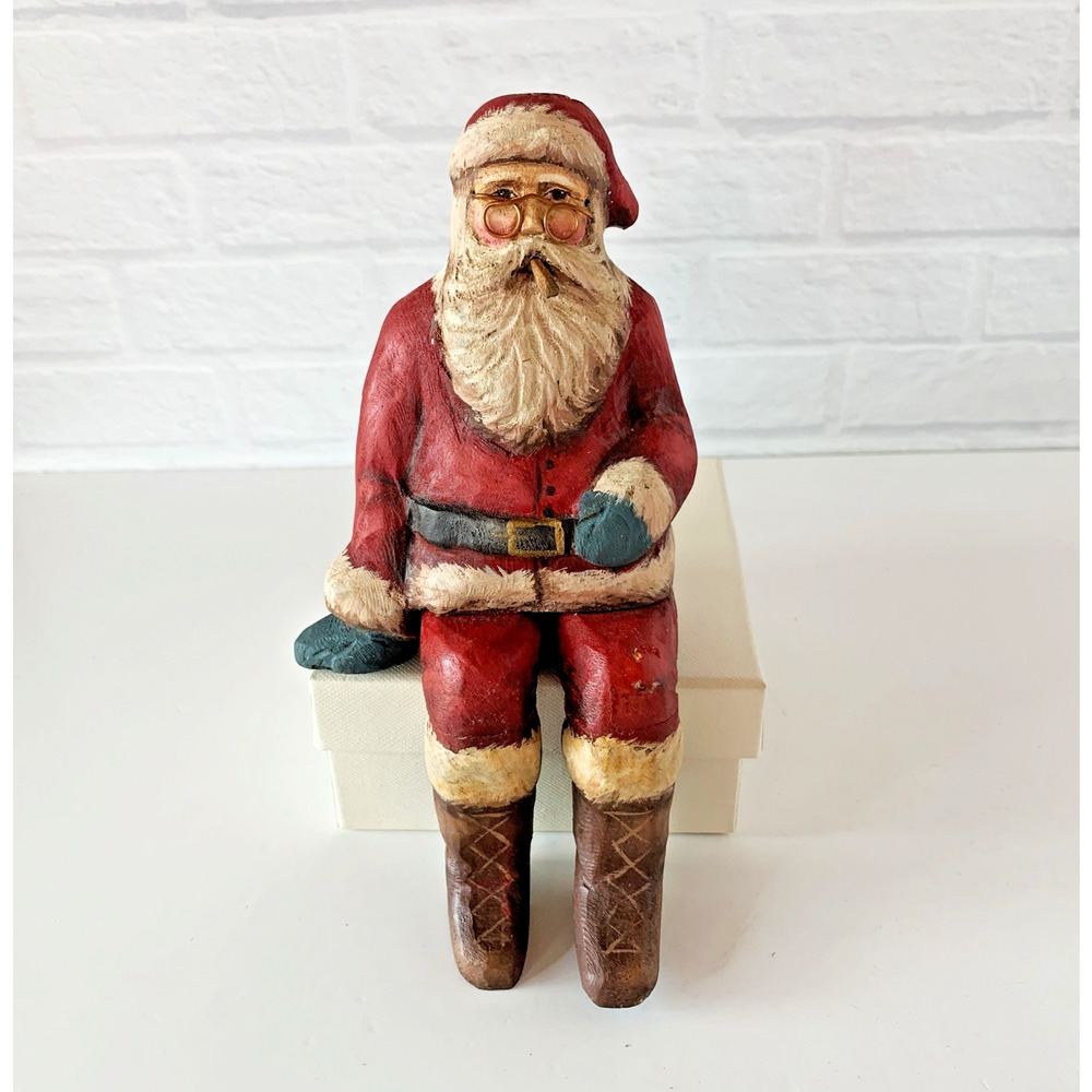 Vintage Crate Prospects Santa Shelf Sitter Figure Ann Olson Wood Hand Carved
